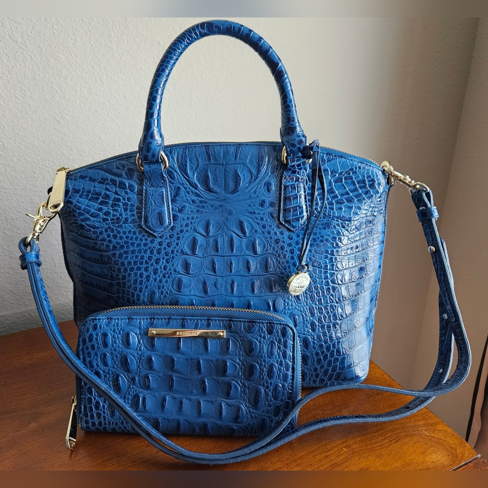 COPY - Brahmin Genuine Leather Blue Duxbury Satchel & Wallet Combo
